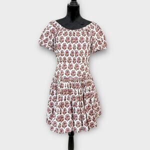 J Crew Drop Waist Poplin Mini Dress in Bouquet Block Print Size 8 Vivid Begonia